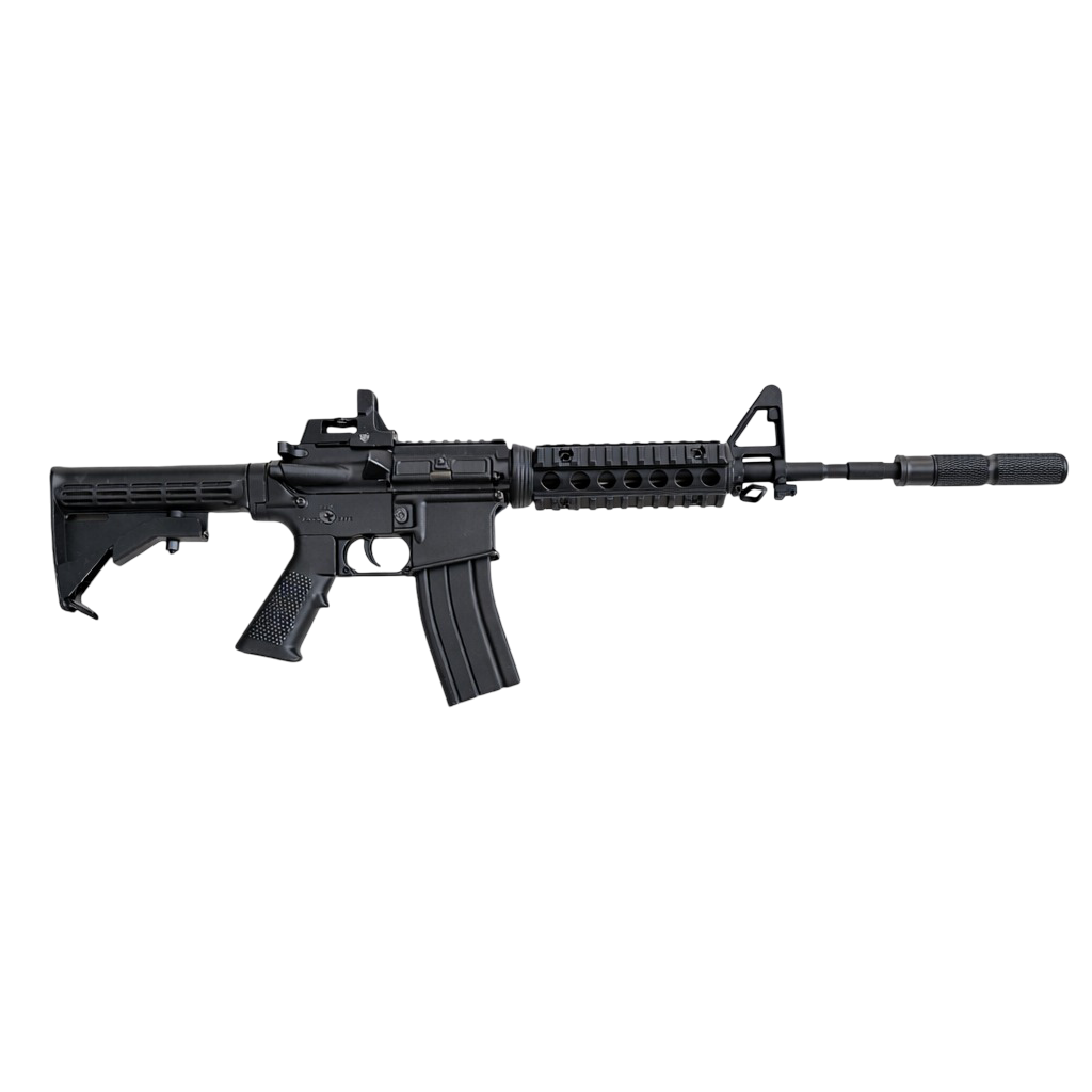 Miniature metal M4A1 Metal Replica keychain replica — detail shot of slide, grip and trigger