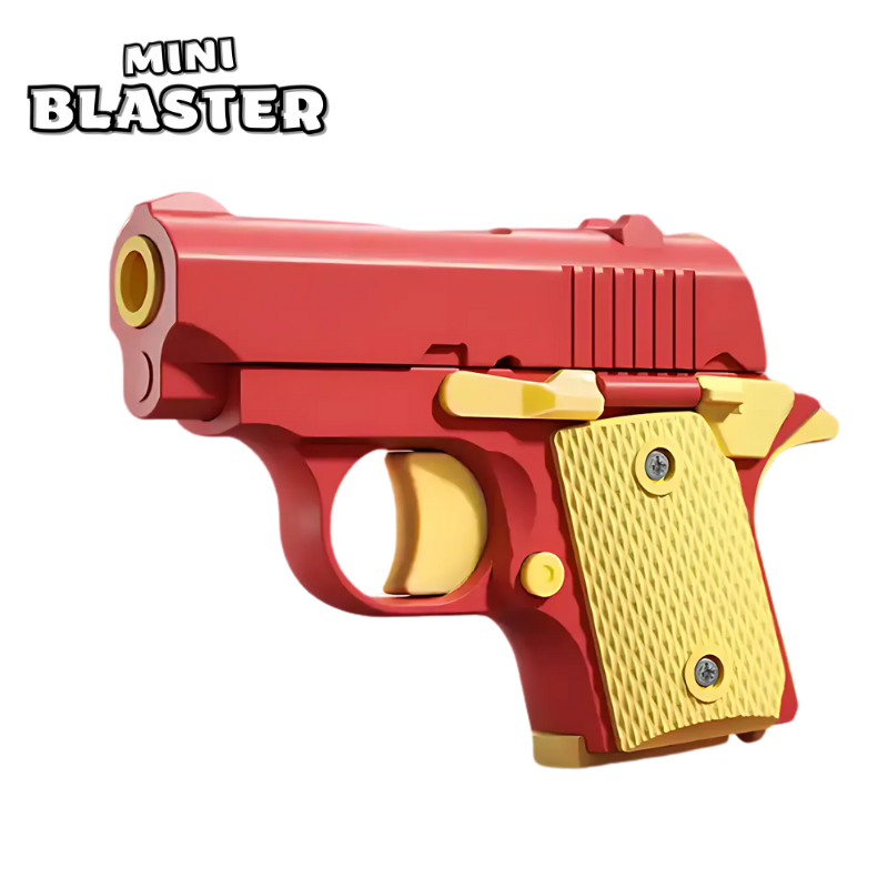 Miniblaster toy shell blaster pistol — side profile view