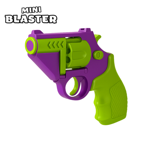 Small purple and green snub-nose shellblaster revolver