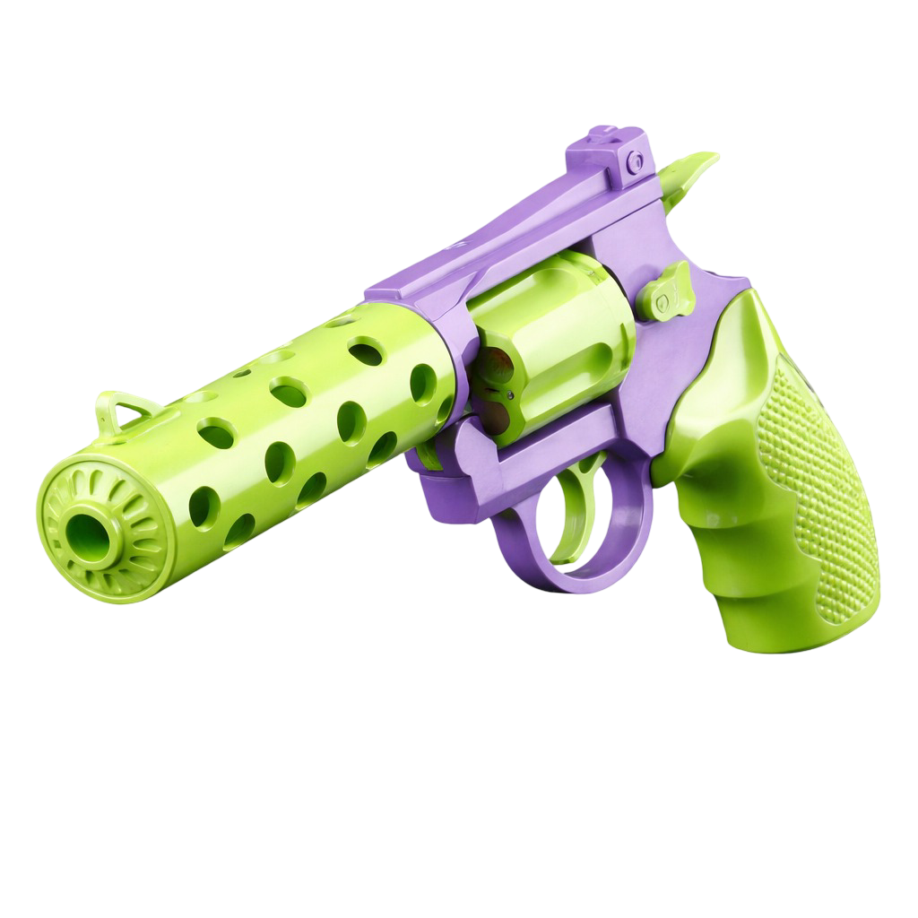 Vortex shell ejecting toy revolver — soft bullet blaster with rotating cylinder — product photo 1