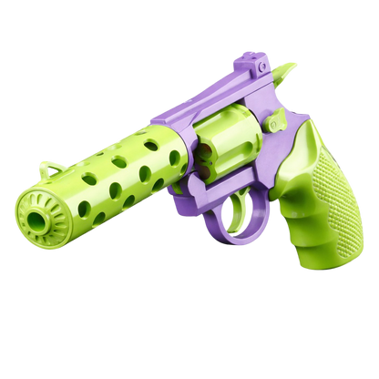 Vortex shell ejecting toy revolver — soft bullet blaster with rotating cylinder — product photo 1