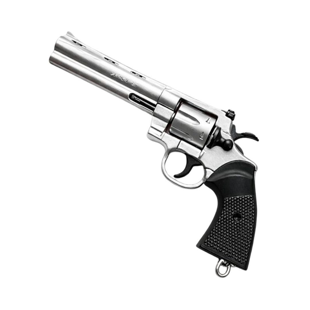 Mini Silver Revolver Keychain side view