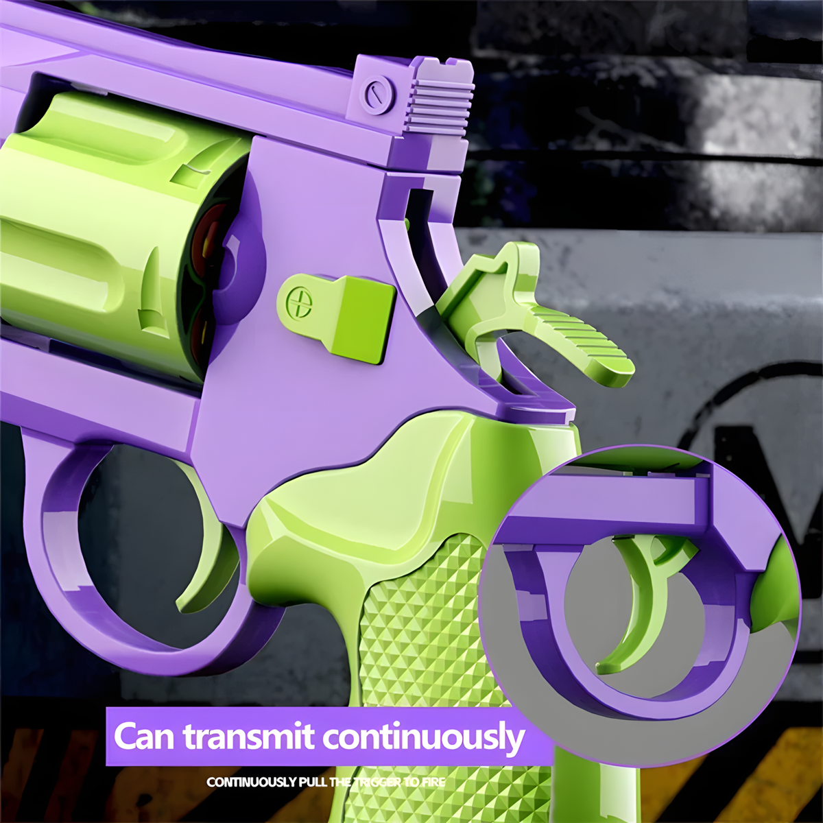 Vortex shell ejecting toy revolver — soft bullet blaster with rotating cylinder — product photo 4
