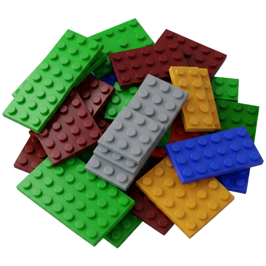 Bulk construction bricks in green, red, grey, blue and yellow