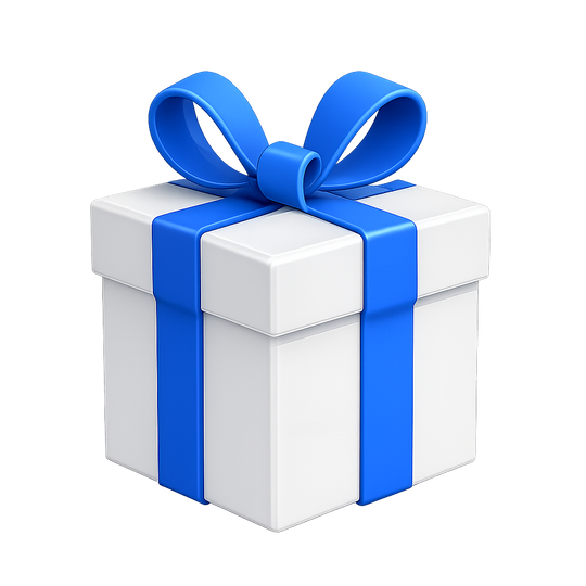Blaster mystery gift box with green ribbon
