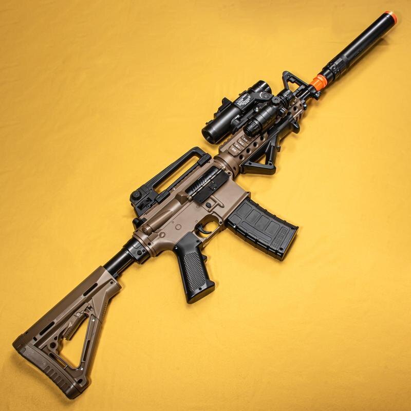 Hailstorm M4 Gel Blaster side profile with suppressor
