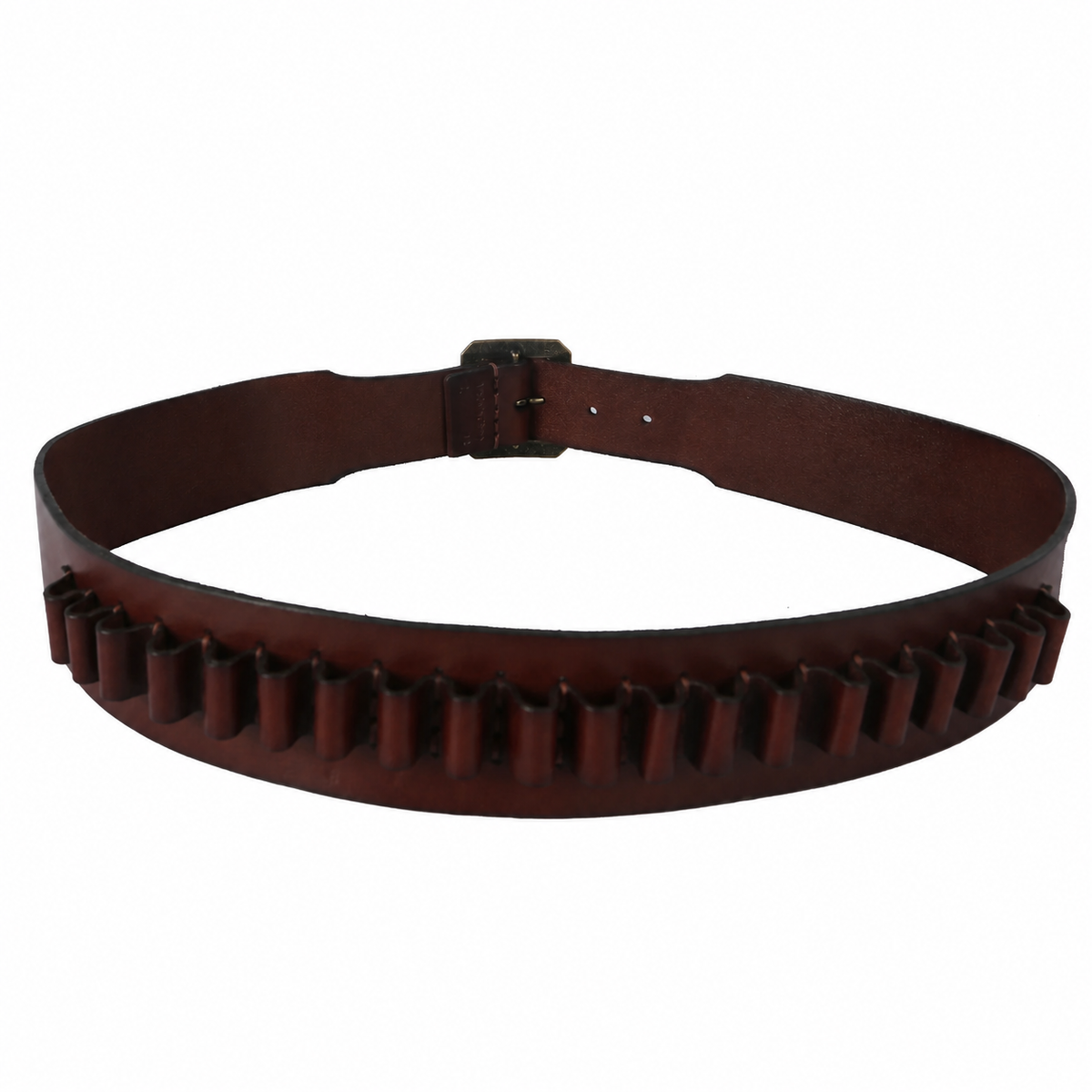 Logo-free brown Western-style cartridge belt with 20 loops for costume and toy-blaster use