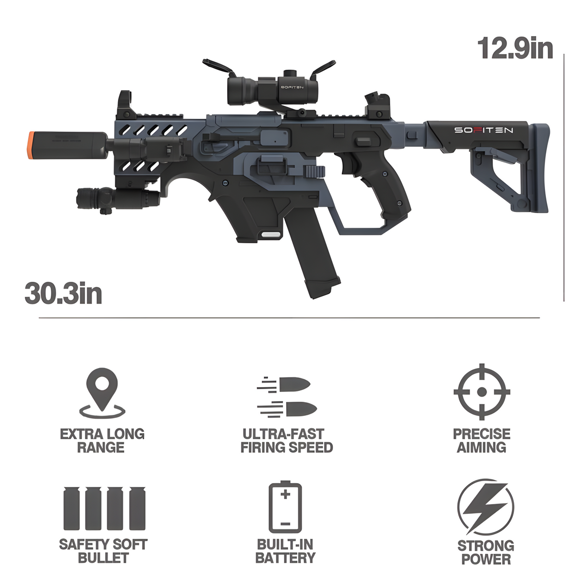 Vanguard shell blaster long-gun — full kit contents with casings and plastic darts