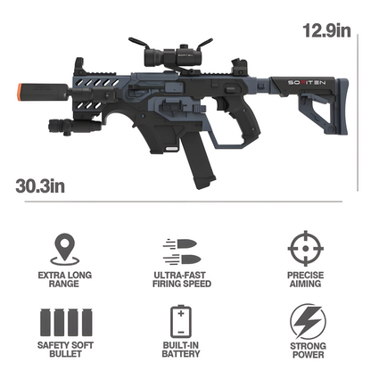 Vanguard shell blaster long-gun — full kit contents with casings and plastic darts