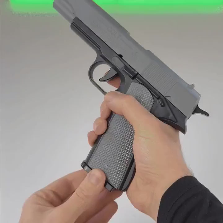 Loads and fires the sold Titan color variants; casing action is visible.