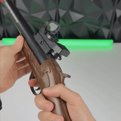 Loads and fires the Wood Raptor; red shell rounds are shown in the action.